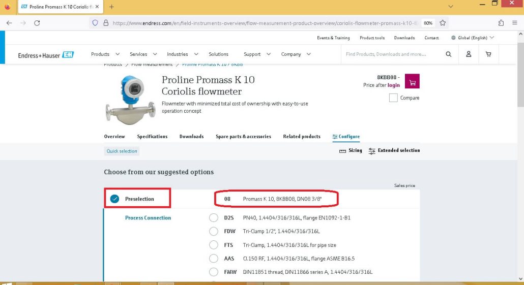 راهنمای انتخاب محصول Endress +Hauser 15 انتخاب پیش فرض (Preselection)