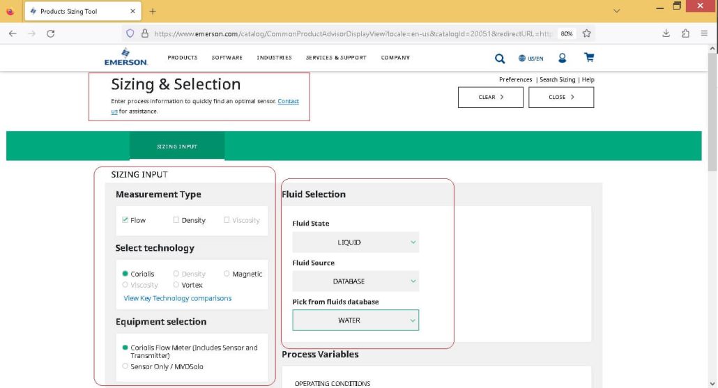 20 Calculate Line Size option راهنمای خرید از وب‌ سایت امرسون (Emerson.com)
